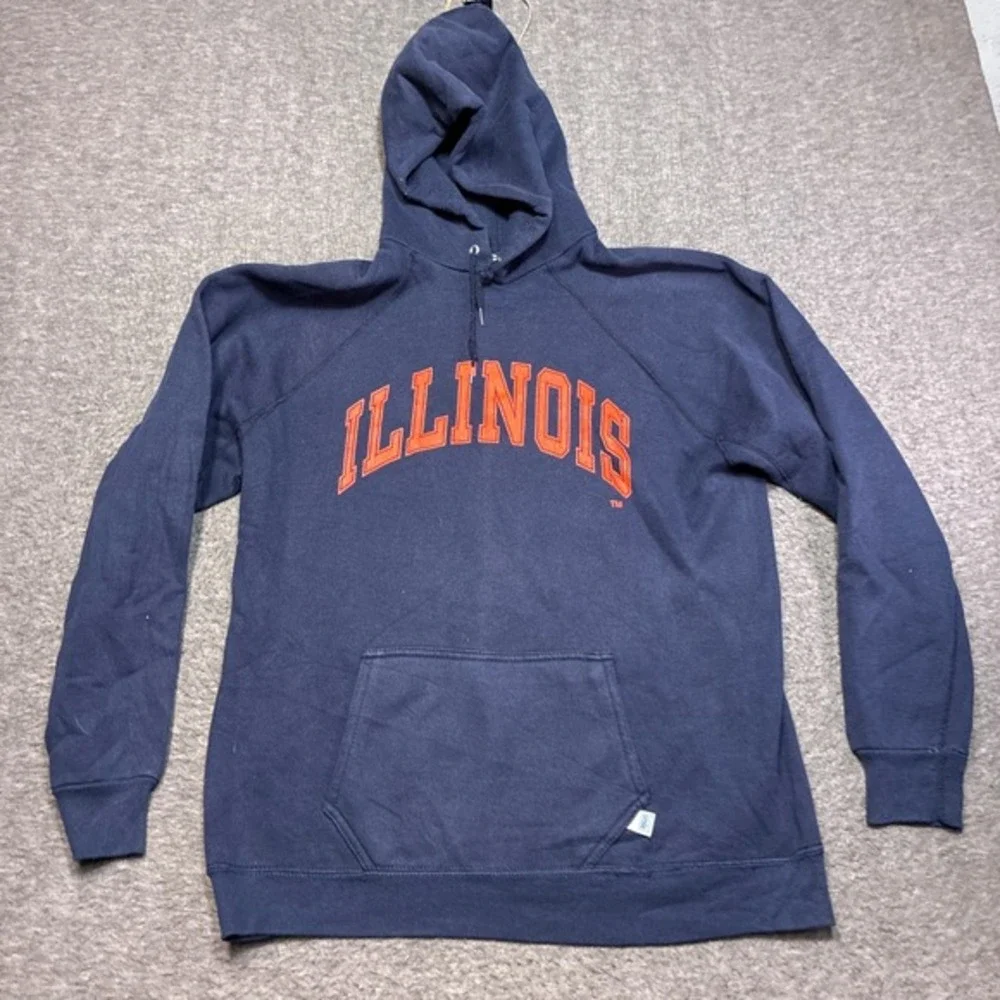 Vintage Illinois University Discus Athletic‎ Hoodie Mens XL Blue 90s Heavy Thick